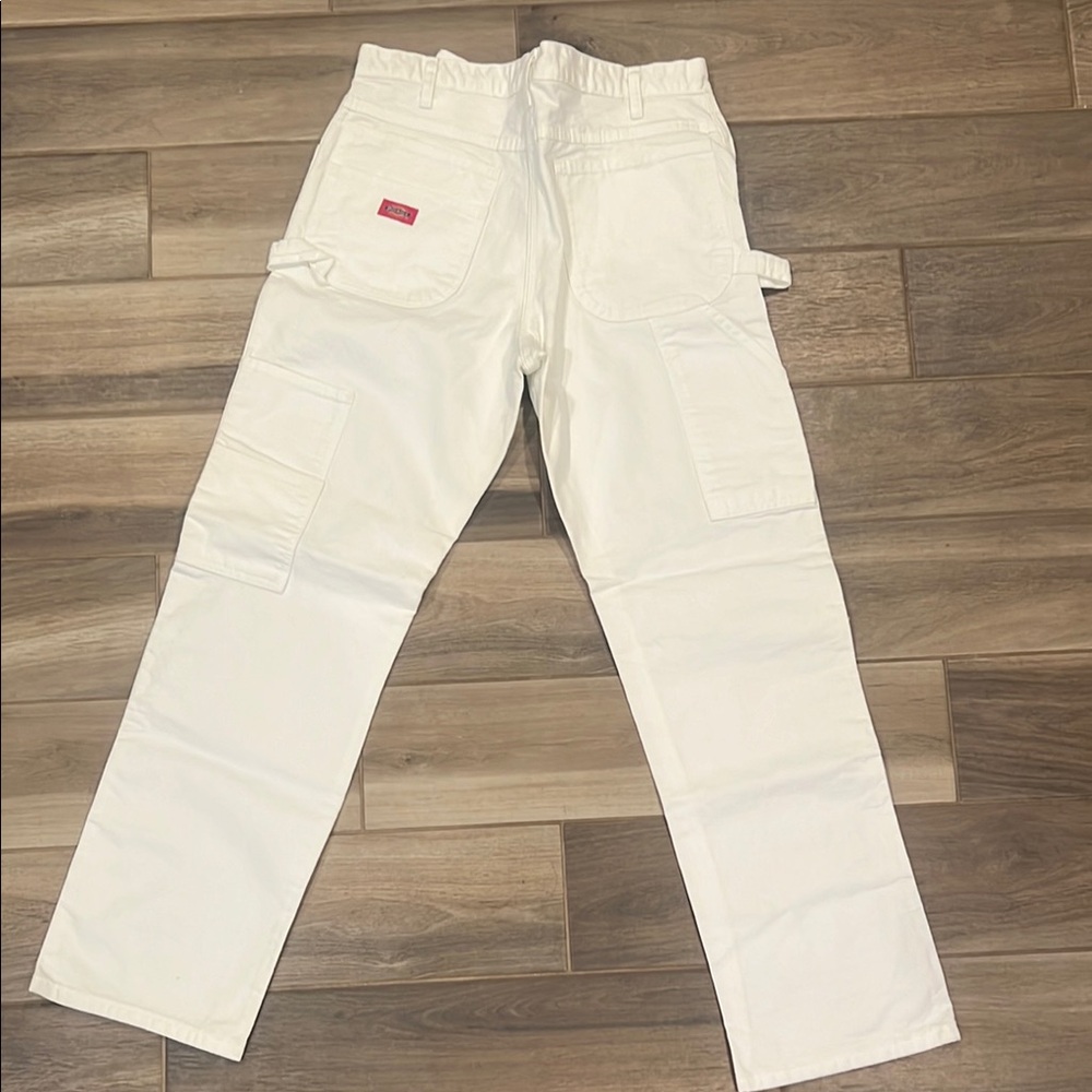 White Utility Pants with Logo Patch 34x32